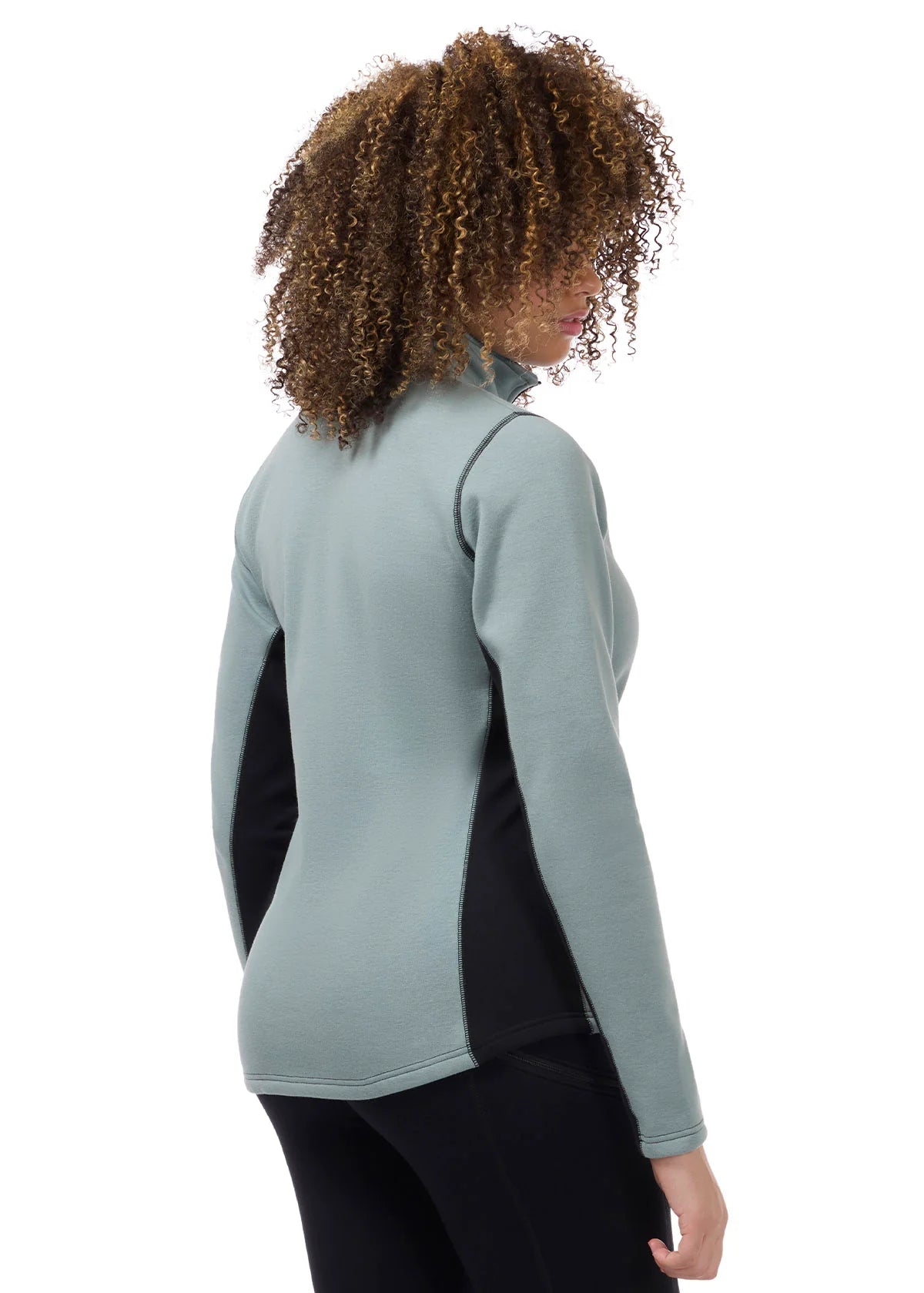 Angled back view of the Shoreline Kerrits Soft Haven Plush Fleece Half Zip Top on a plain background