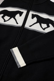 Closeup view of Black Kerrits Reflections Full Zip Sweater