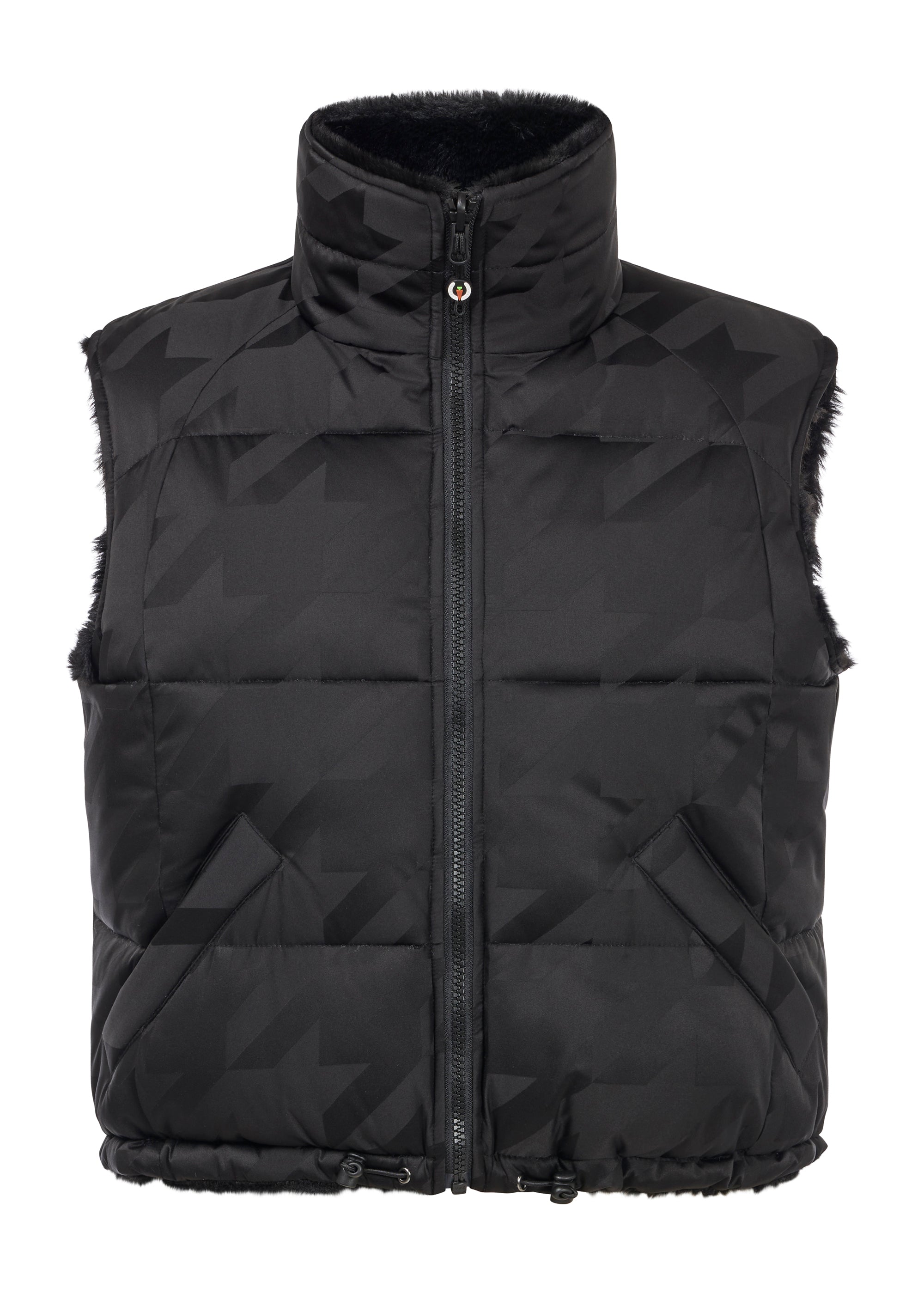 Front view of Black Kerrits Skyline Houndstooth Reversible Vest on a white background