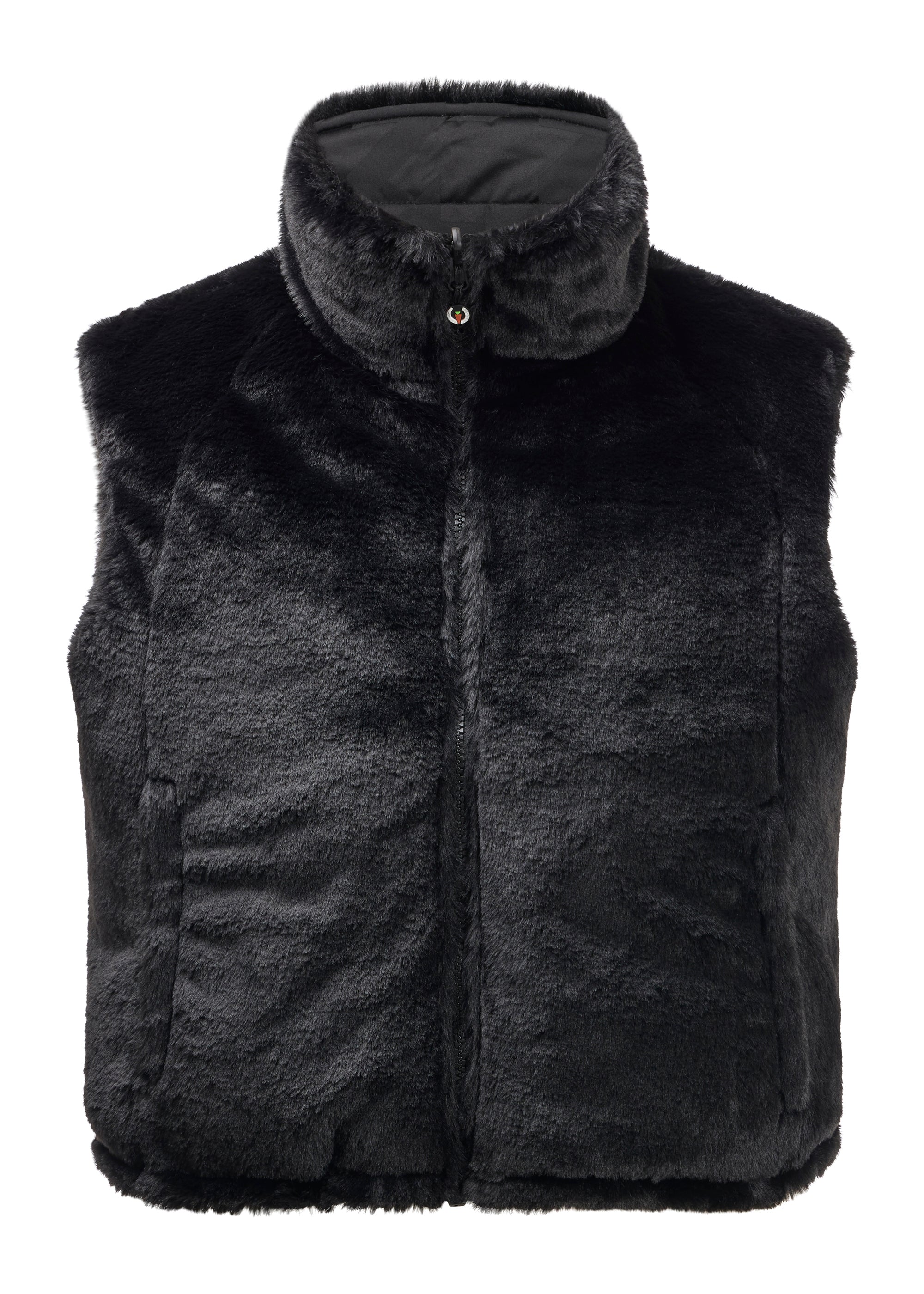 Front view of Black Kerrits Skyline Houndstooth Reversible Vest showing the reversible side on a white background