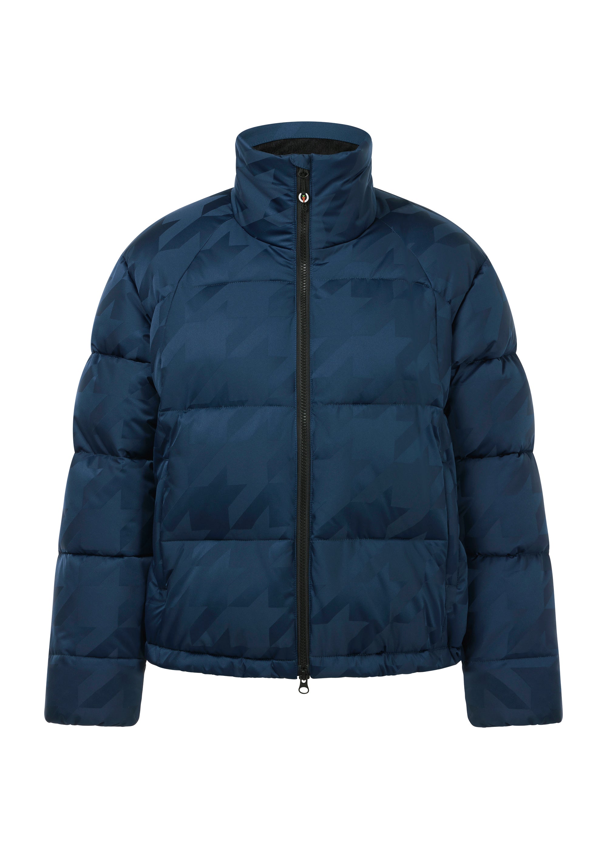 Front view of Nightfall Kerrits Skyline Houndstooth Puffer Jacket on a white background