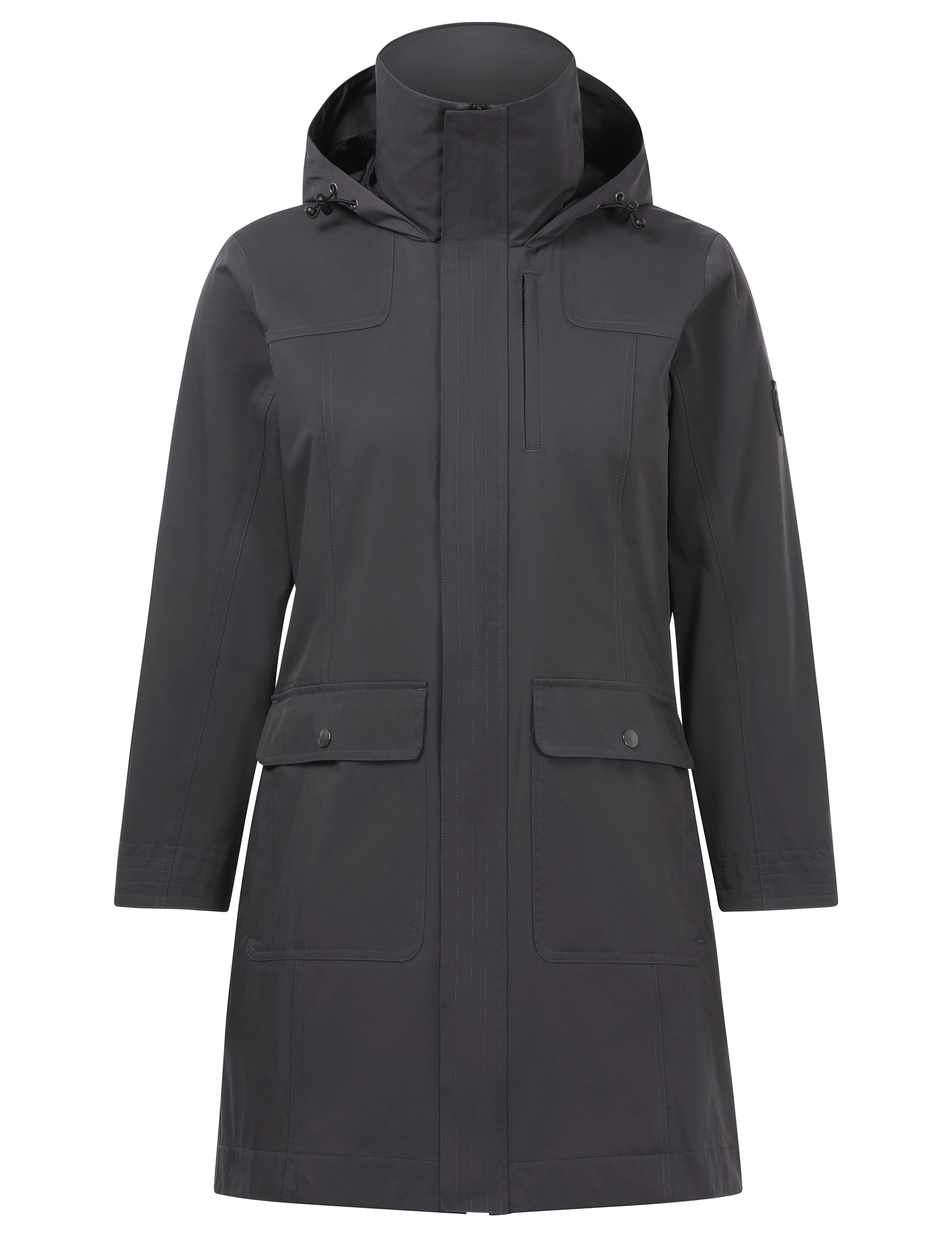 Front view of Carbon Kerrits Weatherlock Three-Quarter Length Jacket on white background