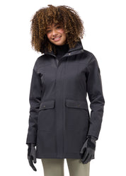 Front view of a model wearing Carbon Kerrits Weatherlock Three-Quarter Length Jacket on white background