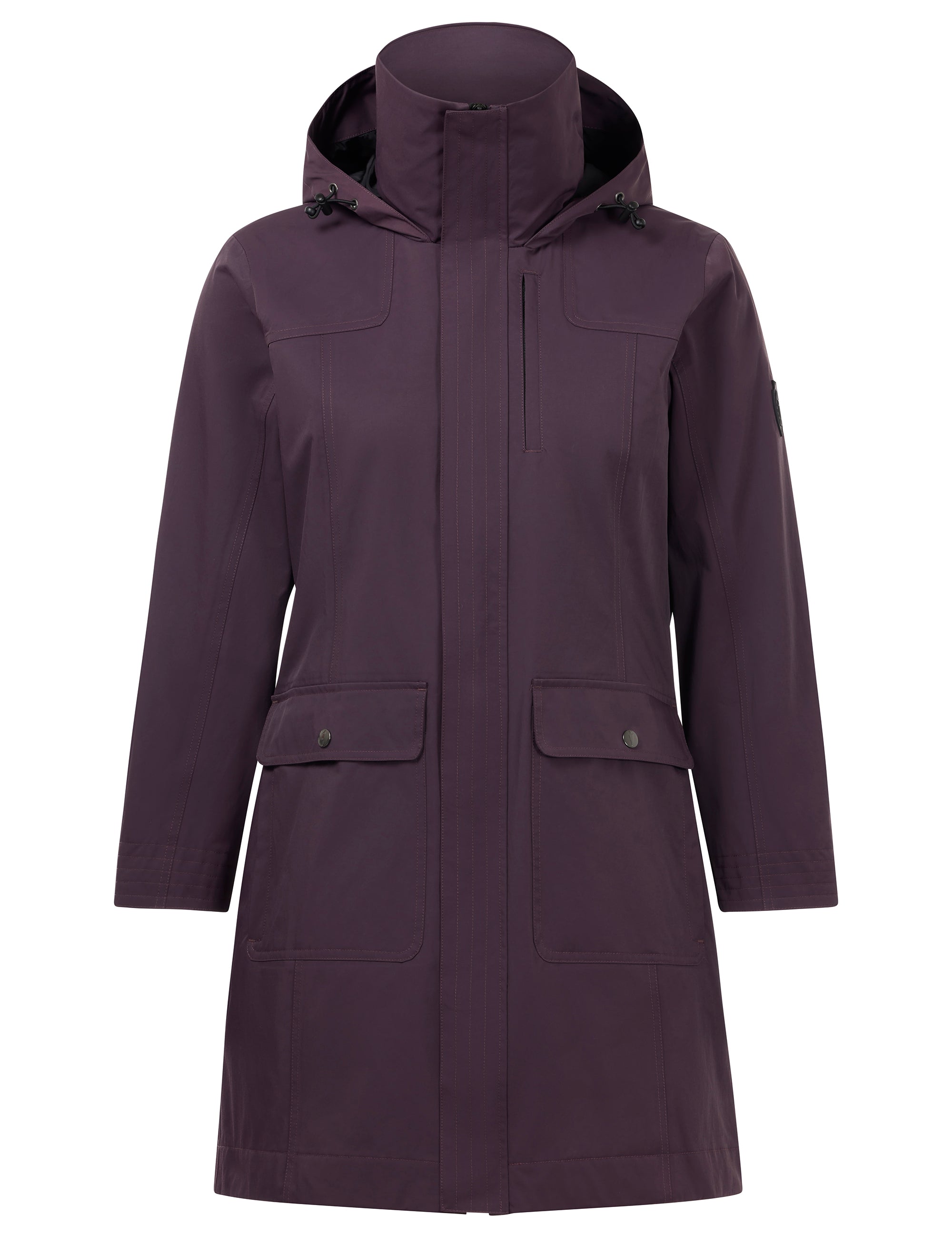 Front view of Elderberry Kerrits Weatherlock Three-Quarter Length Jacket on white background