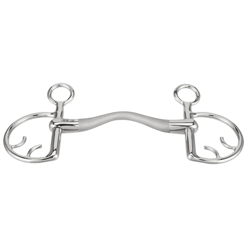 Full view of the Herm Sprenger Satinox CM Kimblehook Mullen Mouth Bit on a white background