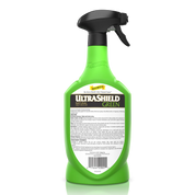 Front view of a 32 oz bottle of Absorbine Ultrashield Green Natural Fly Repellent Spray on a white background