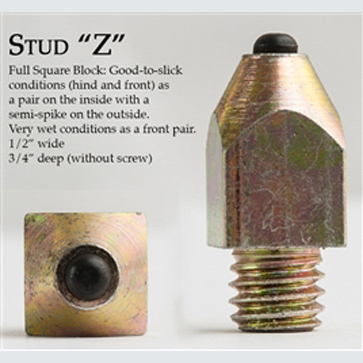 Infographic of the Nunn Finer Steel Horseshoe Z Stud on a plain background