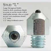 Infographic of the Nunn Finer Steel Horseshoe L Stud on a plain background