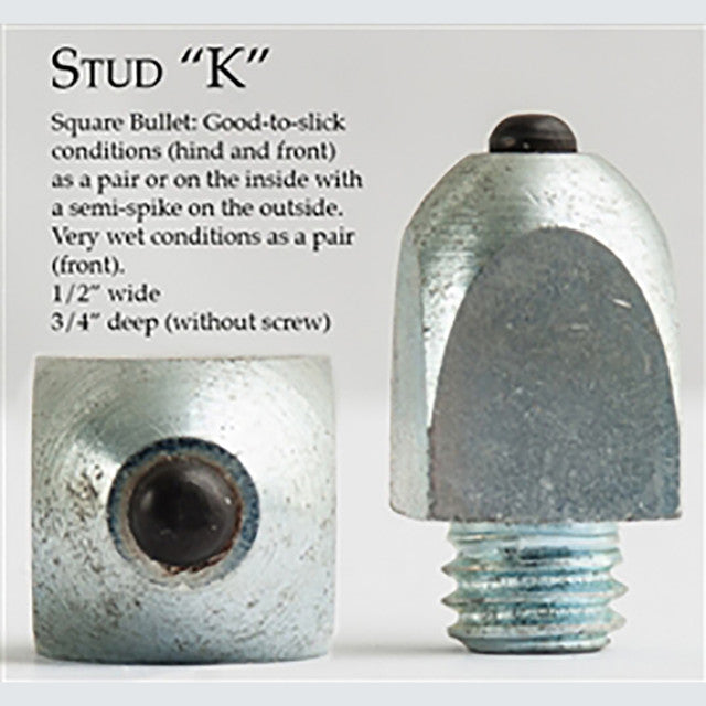 Infographic of the Nunn Finer Steel Horseshoe K Stud on a plain background