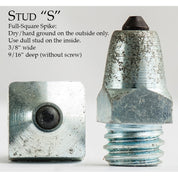 Infographic of the Nunn Finer Steel Horseshoe S Stud on a plain background