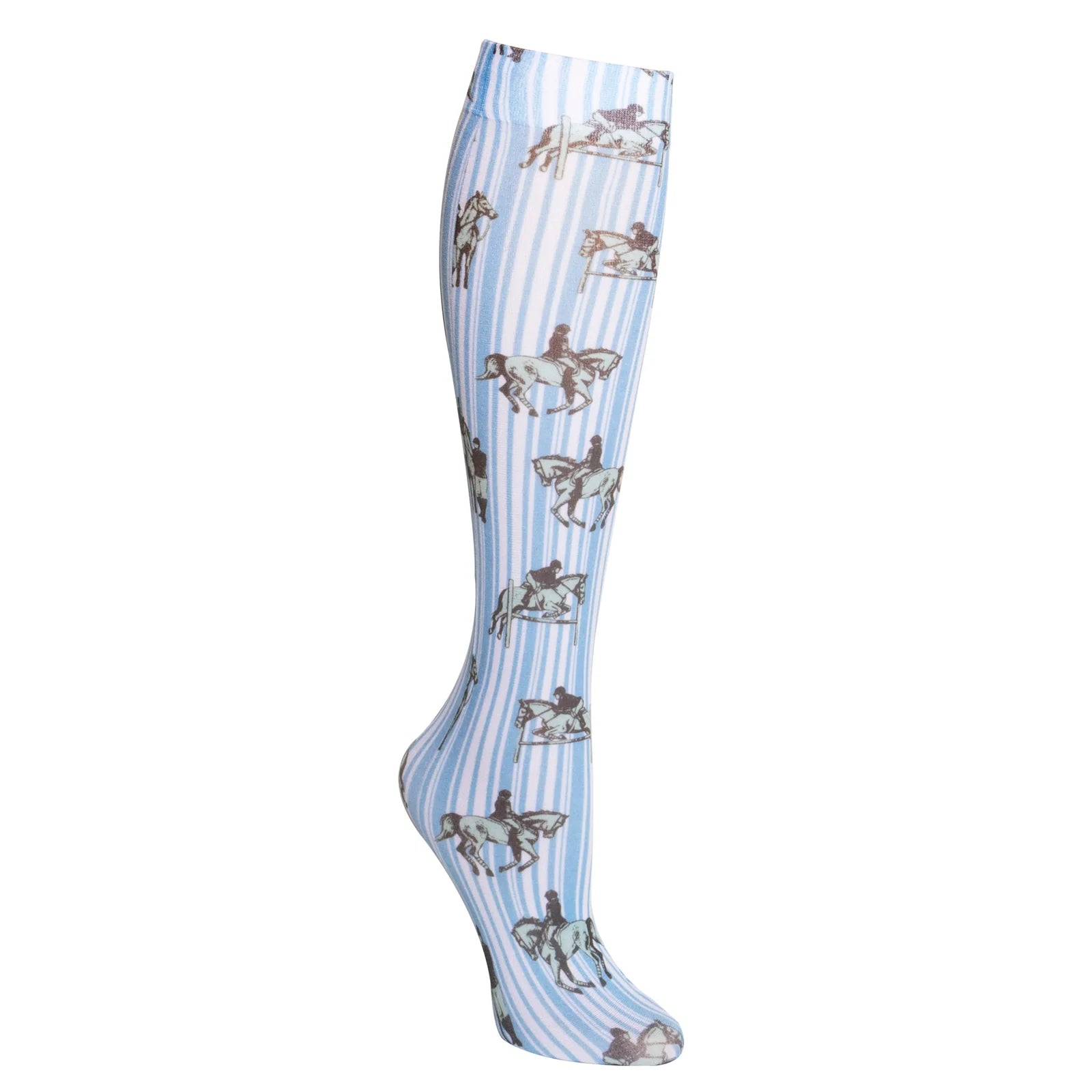 Side view of a Jumping Horses Ovation Zocks Boot Sock on a white background