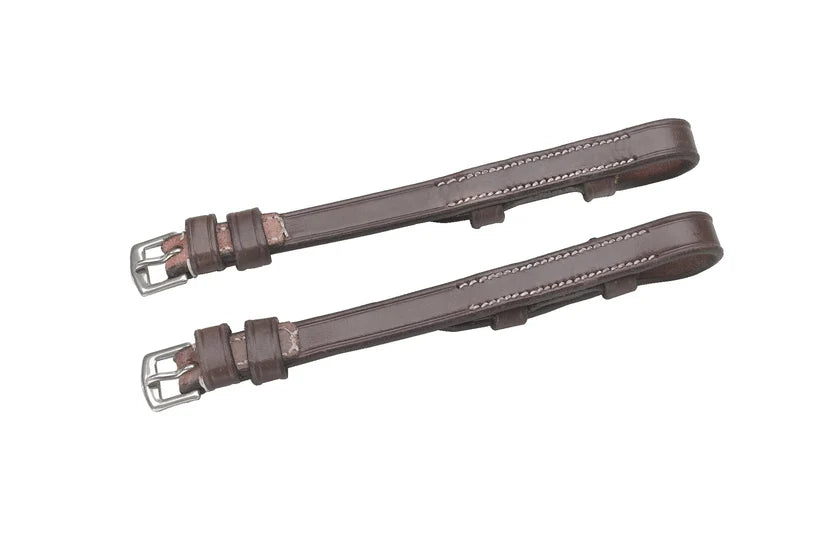 Front view of a set of brown Ovation Elevator Cheek Pieces on a white background
