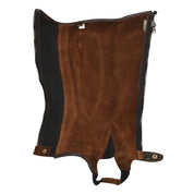 Interior view of the brown Ovation Pro Suede Ribbed Half Chap on a white background