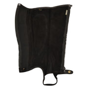 Interior view of the black Ovation Pro Suede Ribbed Half Chap on a white background