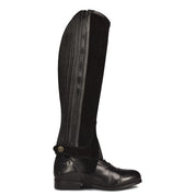 Side view of the black Ovation Pro Suede Ribbed Half Chap on a white background