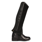Side view of the black Ovation Children's Suede Half Chap on a white background