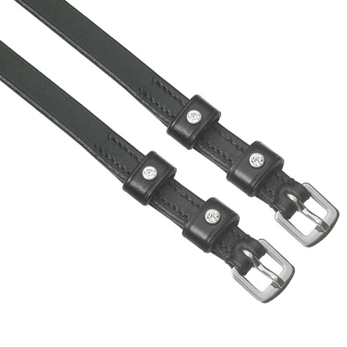 View of a pair of Ovation Swarovski Stud Spur Straps on a white background