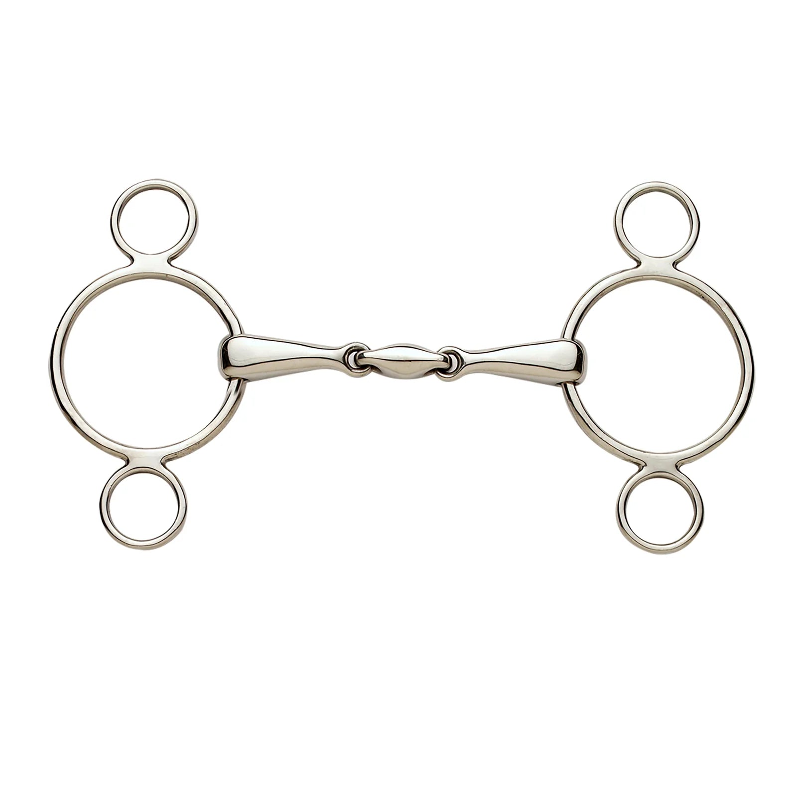 front view of the Ovation Elite Solid Stainless Steel 2-Ring Gag Bit on a white background