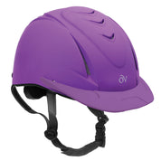 Angled front view of the Purple Ovation Deluxe Schooler Helmet on a white background