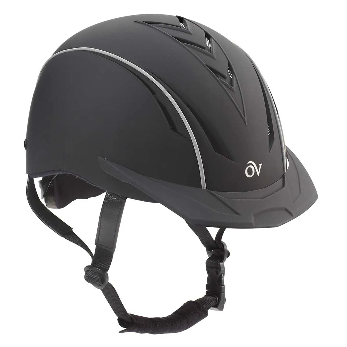 Angled front view of the Ovation Sync Helmet on a white helmet