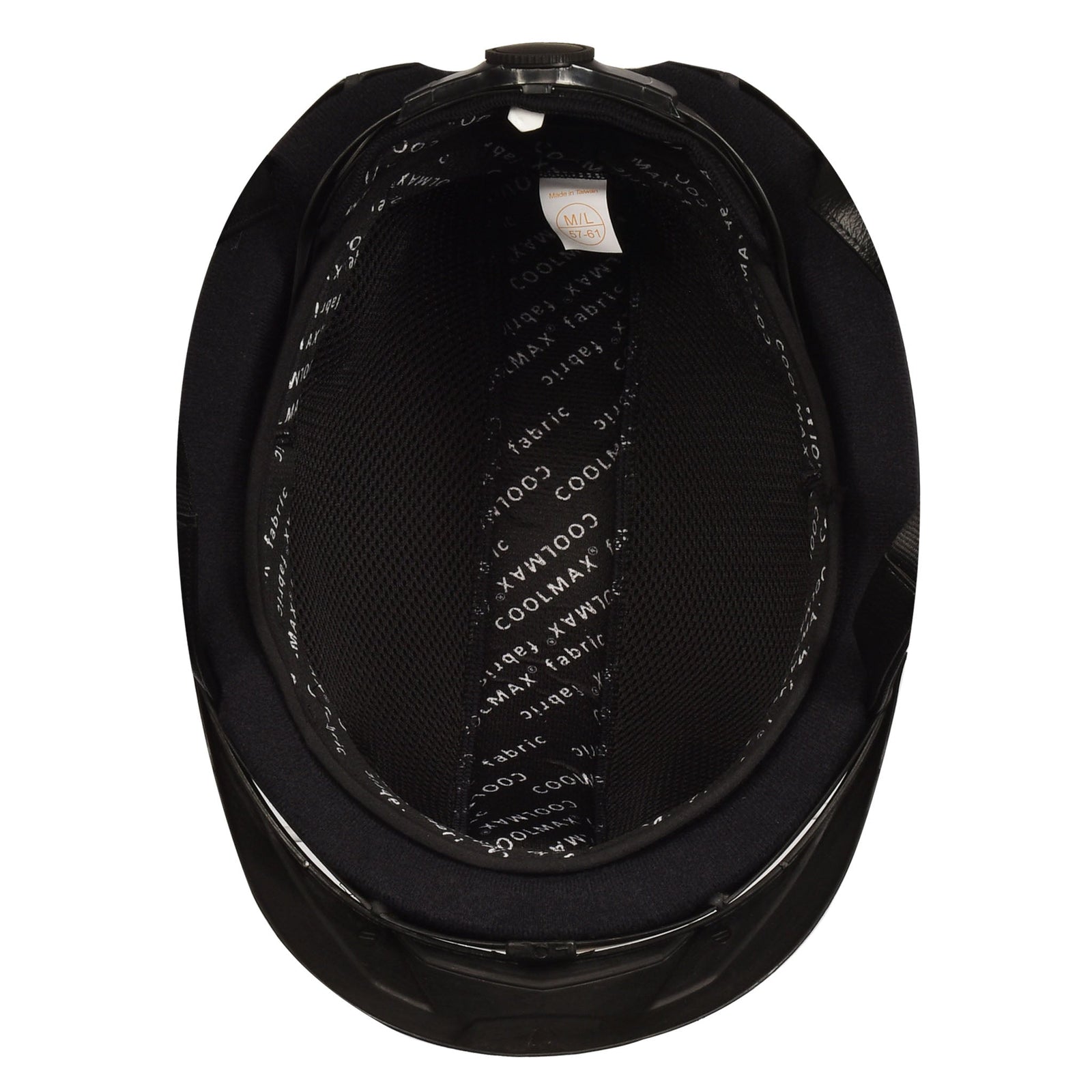 Inside view of the Ovation Sync Helmet in black