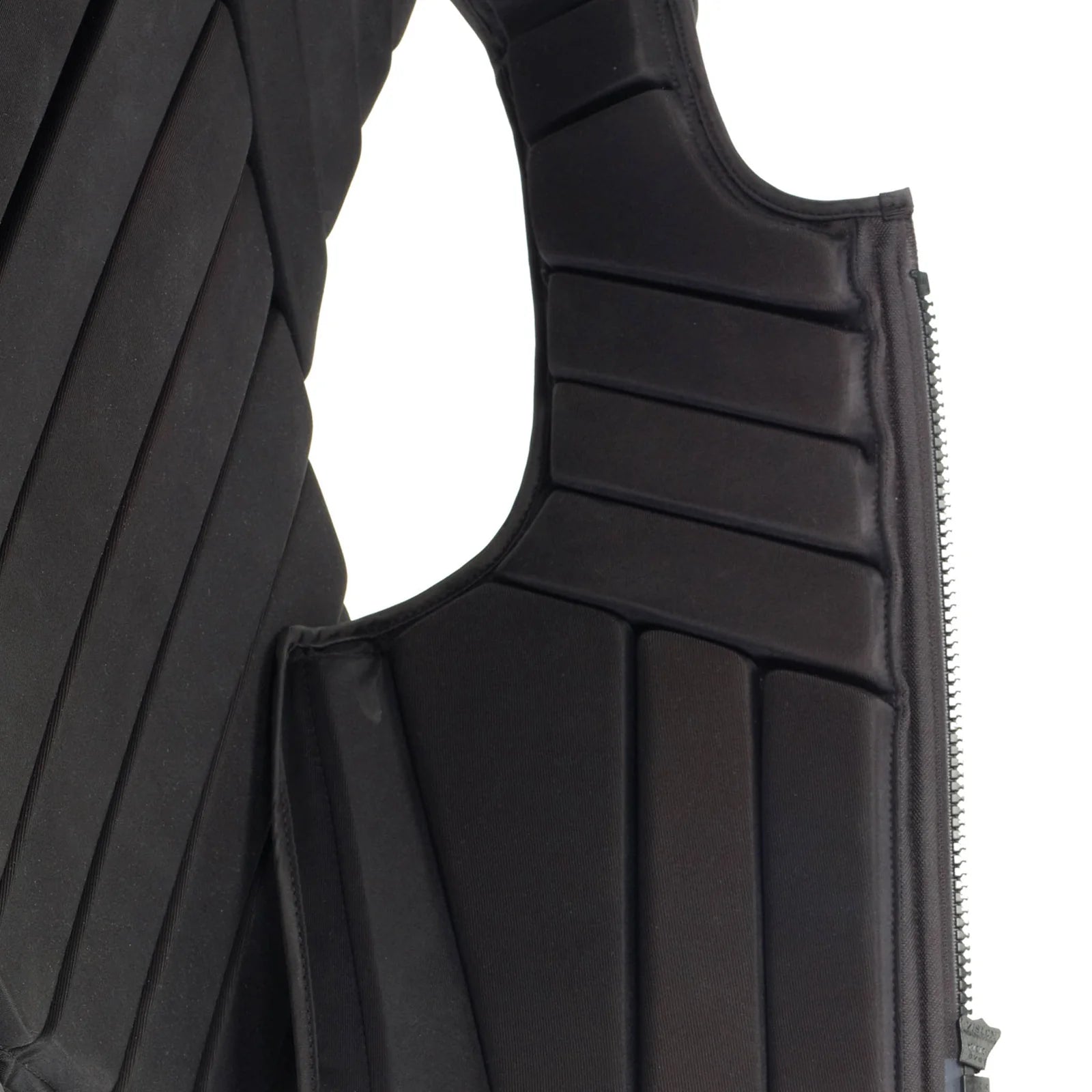 Close-up view of the interior of the Ovation Comfort Flex Body Protector on a white background