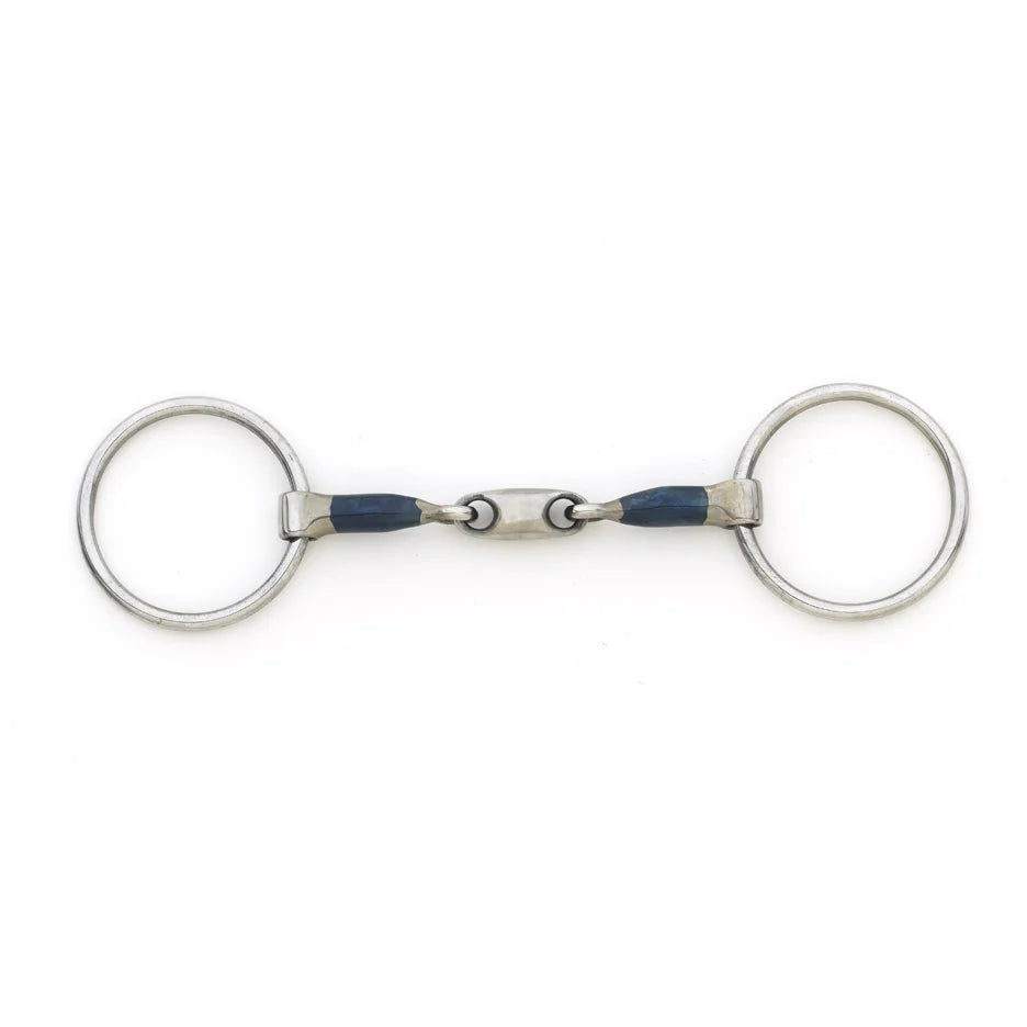 Front view of the Centaur Blue Steel Oval Peanut Mouth Loose Ring Bit