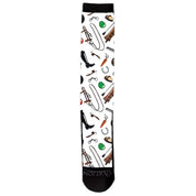 Front view of an All Tacked Up Ovation FootZees Boot Sock on a white background