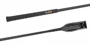 Side by side handle and tail views of the black Fleck Patent Synthetic Leather Wrapped Jumping Bat on a white background
