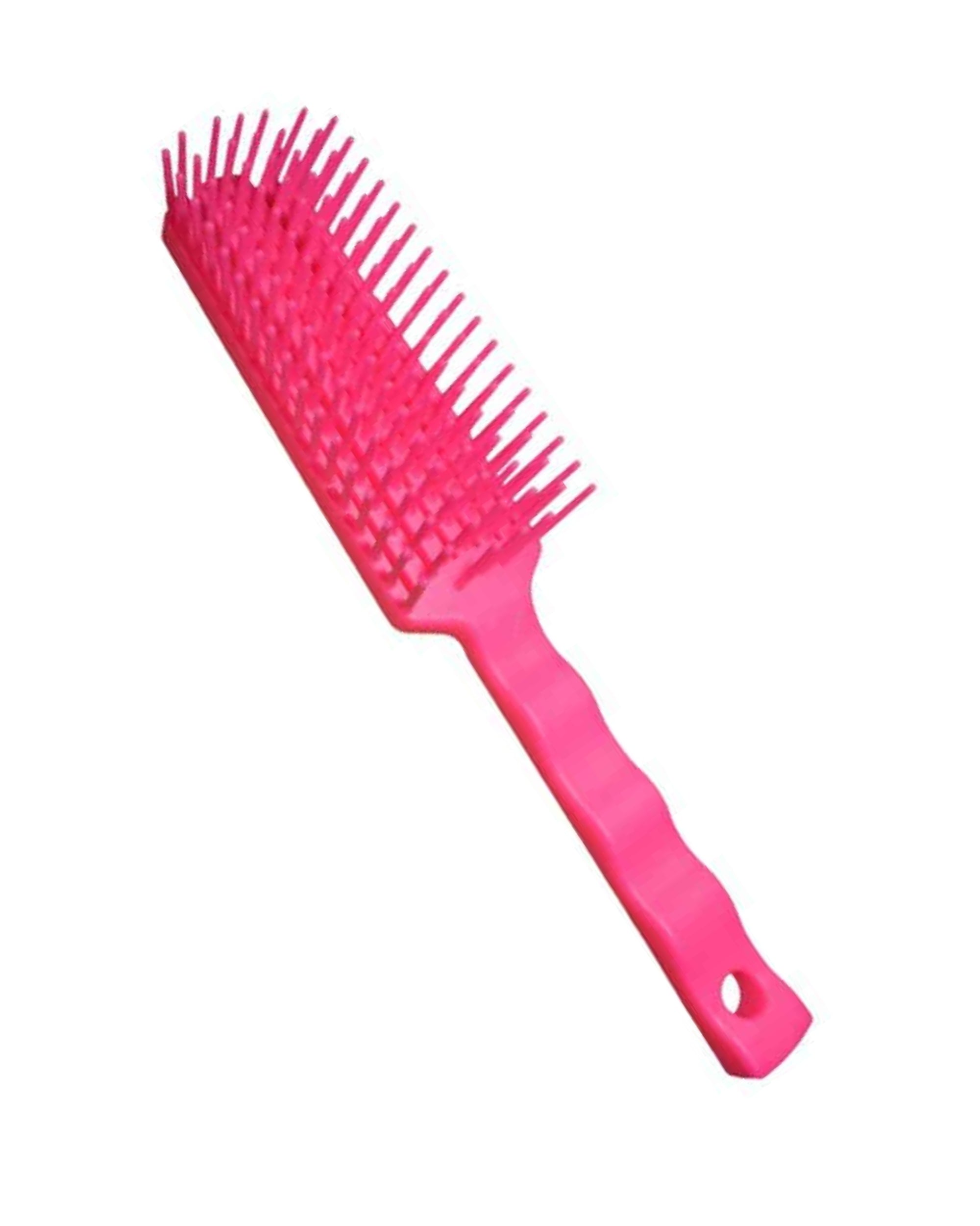 Full view of the pink Tangle Wrangler Brush on a white backvground