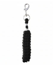 Full view of the black Premiere Snap Hook Lead Rope on a white background