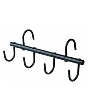 Full view of the 4-hook Equi-Essentials Portable Tack Rack Bar on a white background