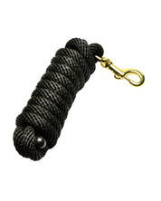 View of the rolled up black Jacks Poly Lead Rope with Bolt Snap on a white background