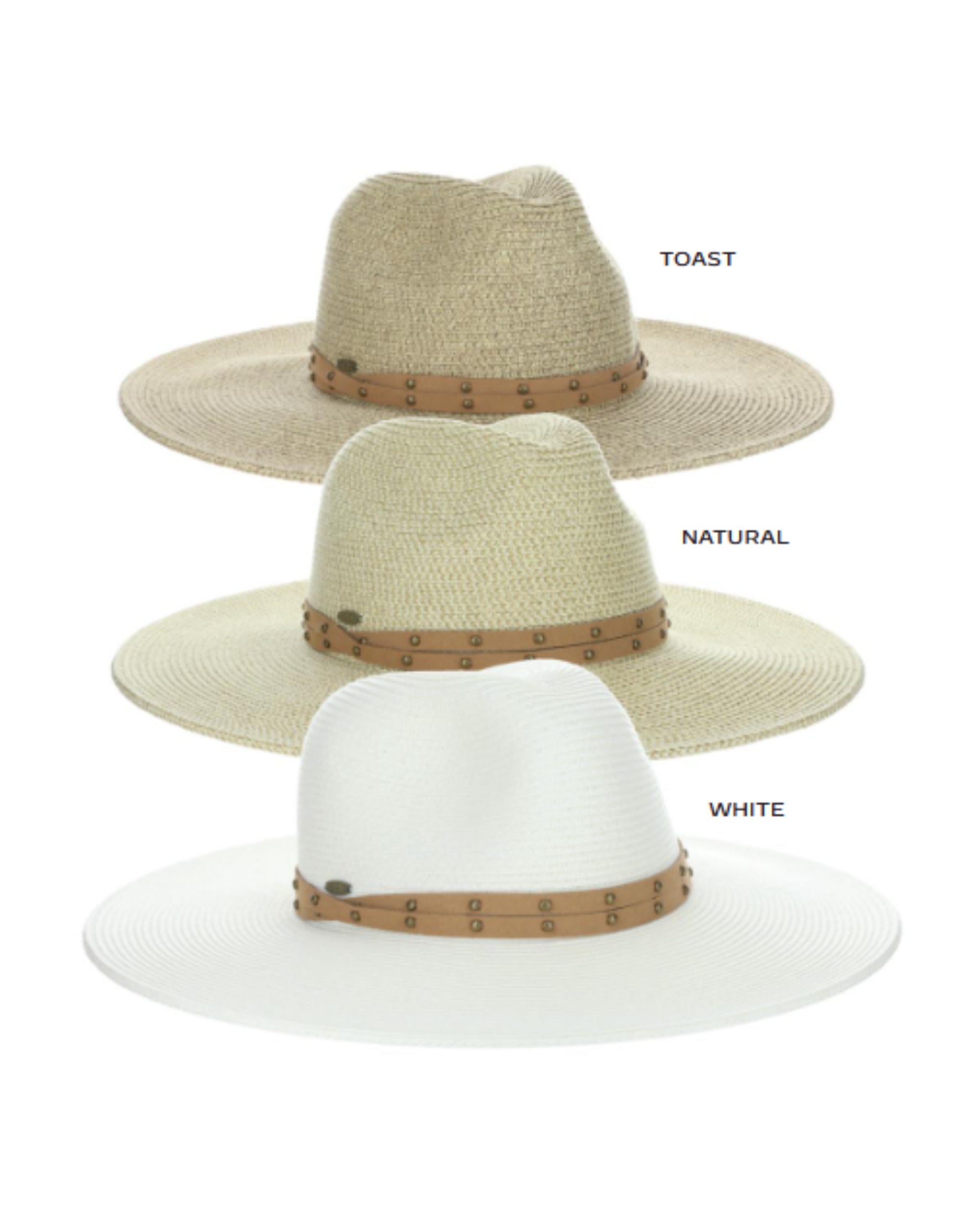 Stacked view of the 3 colors of the Dorfman Milano Misa Hat on a white background