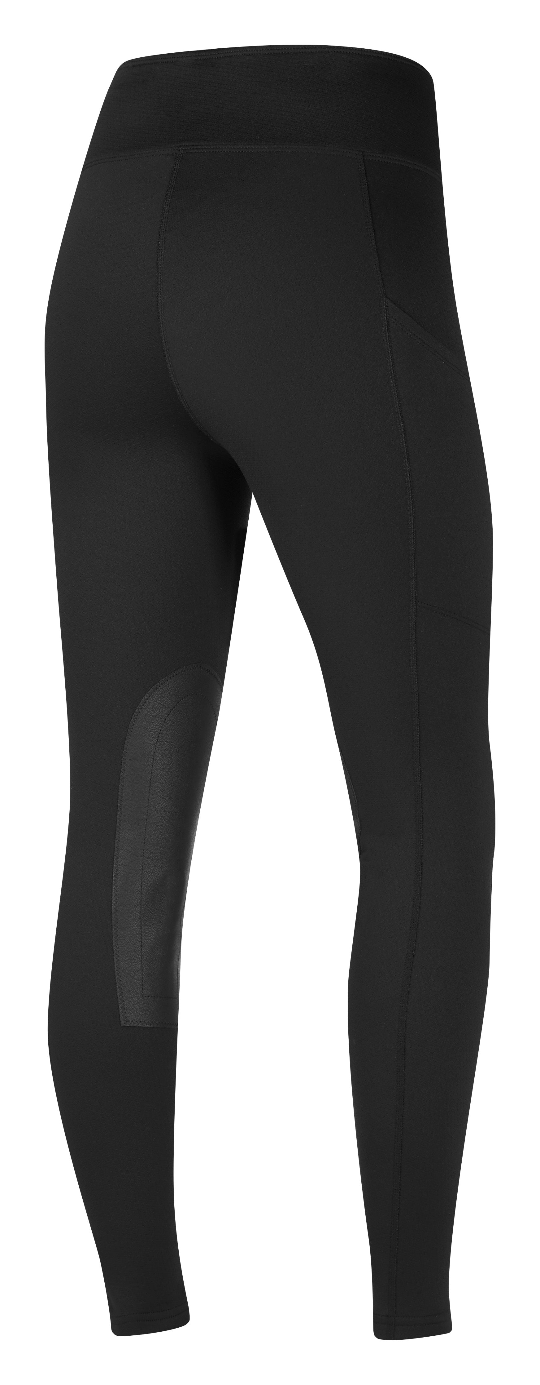 Back view of Black Kerrits Fleece Lite II Knee Patch Tight on white background
