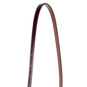 Close-up view of a havana stainless steel Nunn Finer Leather Neck Strap on a white background