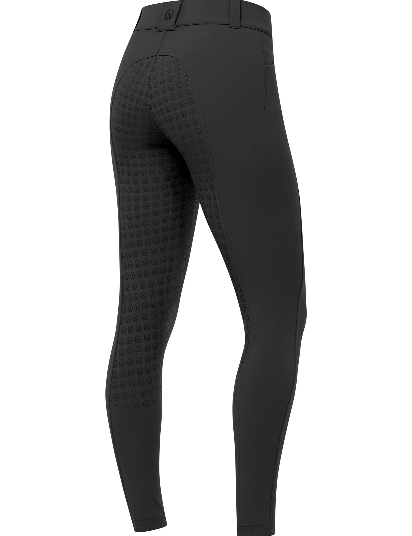 Angled back view of the black Kerrits Affinity Pro Full Seat Breech on a white background