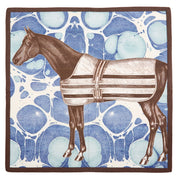View of the blue napkin from the set of 4 ThomasPaul Equus Marble Cotton Dinner Napkins