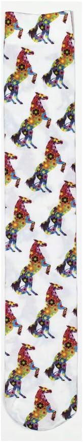 Front view of a Flower Power Horses Ovation Zocks Boot Sock on a white background