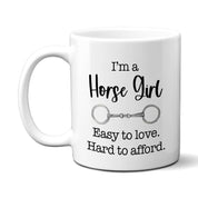 Front view of the Canary Road Horse Girl Coffee Mug on a white background