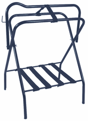 Side view of the Jacks Folding Floor Saddle Stand in navy
