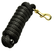 View of a rolled up black Jacks Poly Lead Rope with Bolt Snap on a white background