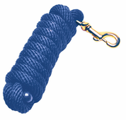 View of a rolled up navy Jacks Poly Lead Rope with Bolt Snap on a white background