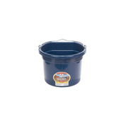 Front view of the 8 qt navy Little Giant Duraflex Flat Back Bucket on a white background