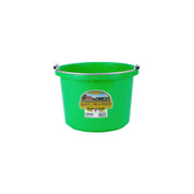 Front view of the green Little Giant Duraflex 8 Quart Round Bucket on a white background