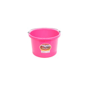 Front view of the pink Little Giant Duraflex 8 Quart Round Bucket on a white background