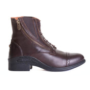 Side view of the brown Kavalkade Romulus Oiled Leather Side Zip Paddock Boot on a white background