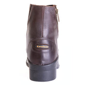 Back view of the brown Kavalkade Romulus Oiled Leather Side Zip Paddock Boot on a white background