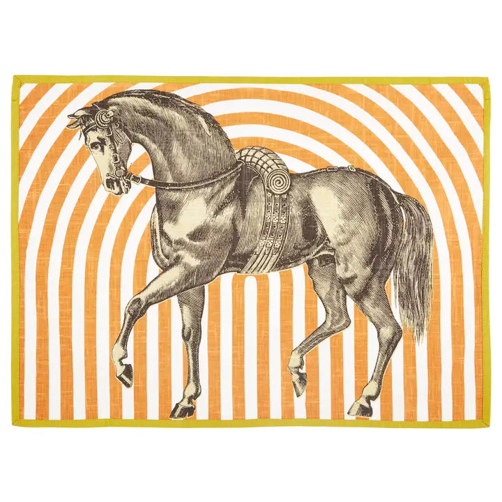 Full view of the ThomasPaul Equus Tea Towel on a white background