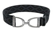 Full view of the charcoal/polo/gunmetal Ellany Elastic Stirrup Belt on a white background
